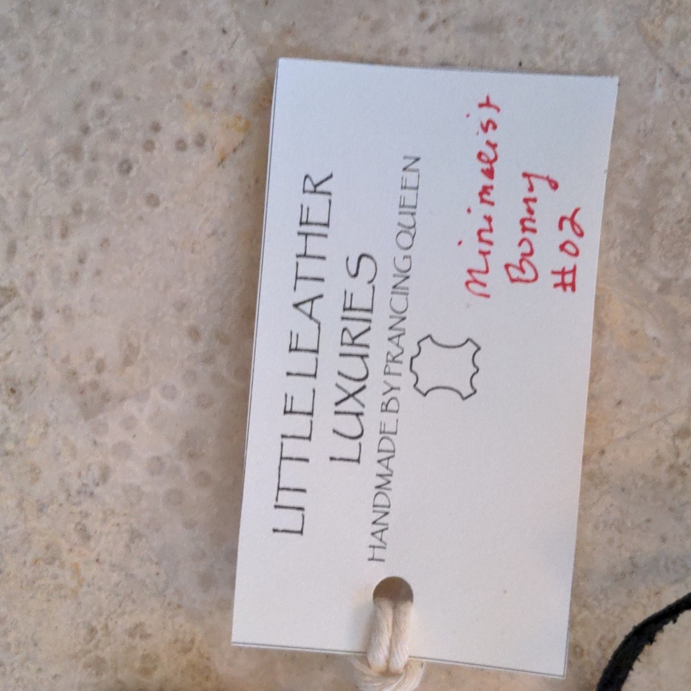 Handmade Genuine Leather Minimalist Bunny Rabbit Bag Charm Black #02 - Picture 3 of 7